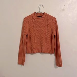 Tommy Hilfiger sweater size:small color:coral cable knit sweater cropped